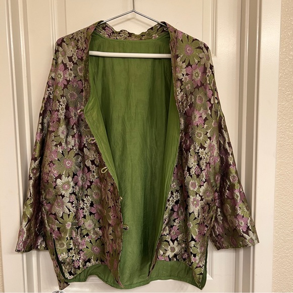 Vintage Bohemian Floral Metallic Brocade Jacket - Picture 3 of 9